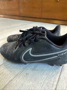 Nike Kids Black and Gray Tiempo Soccer Cleats